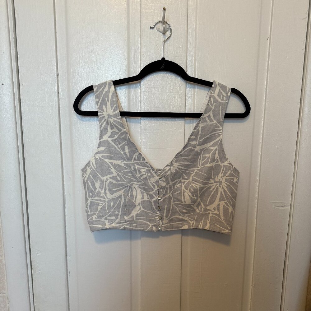 NWT Madewell Abstract Flora Crop Vest Top Linen Blend Size 6